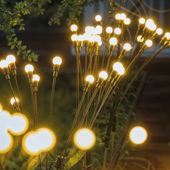   Leszúrható szolár lámpa - szentjánosbogár - 8 melegfehér LED - 70 cm
