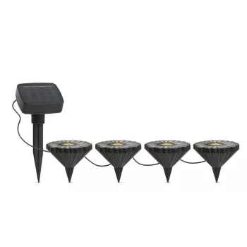   Leszúrható LED szolár - virágok - színes - fekete - műanyag - 360 cm
