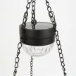 Felakasztható LED szolár - virág kaspó - fekete - műanyag - 26 x 16 cm