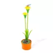 Szolár színes virág - 8 x 8 x 32 cm - 10 melegfehér LED - sárga