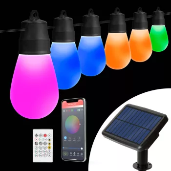   Smart szolár fényfüzér - 30 db RGBIC LED - 13 m - bluetooth