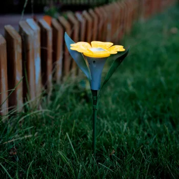   Leszúrható szolár virág - 3 szín - 30 x 10 cm - fehér LED