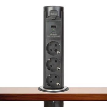   Motoros rejtett elosztó - "Touchcontrol" - 3-as + USB + Type-C - fekete