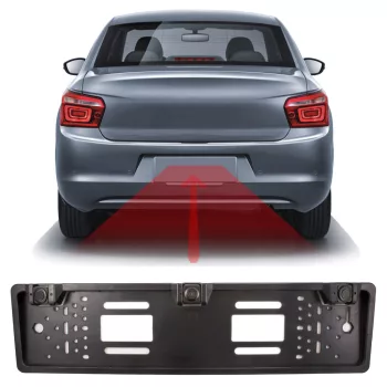   Rendszámtábla keretbe épített tolatókamera + szenzorok - 12V