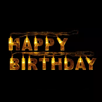   Születésnapi LED-es fényfüzér - "Happy Birthday" - 13 LED - 2 x AA - 2 m