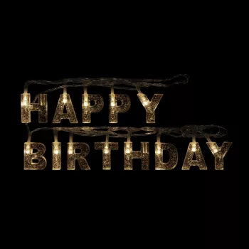  Születésnapi LED-es fényfüzér - "Happy Birthday" - 13 LED - 2 x AA - 2 m