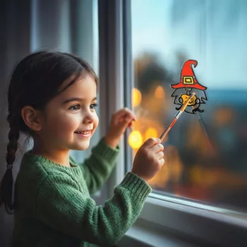   Halloween-i kifesthető ablakdekor - manó - 4 szín - ecsettel