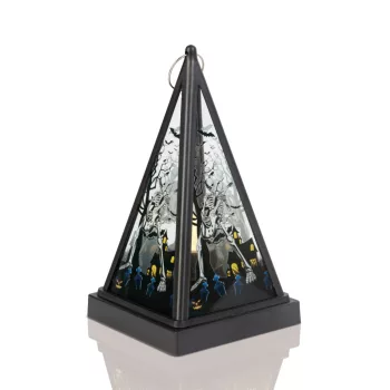   Halloween-i LED lámpás - csontváz - melegfehér - fekete - 9,5 x 9,5 x 17 cm - 2 x AAA