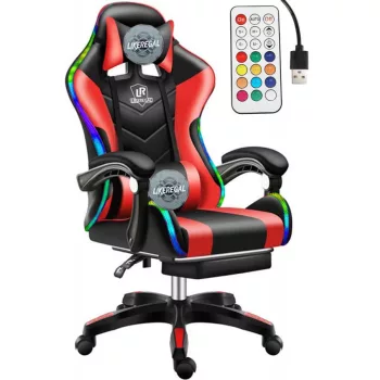   Likeregal 920 LED gamer szék lábtartóval piros masszázs funkcióval