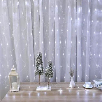 128 LED-es hálós fényfüzér, 2 színben-hidegfehér
