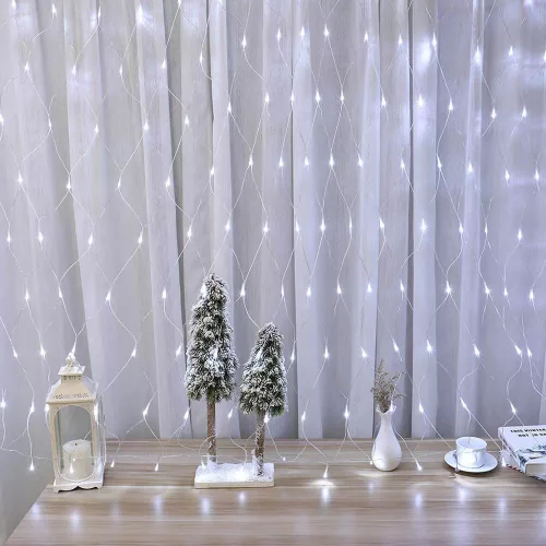 128 LED-es hálós fényfüzér, 2 színben-hidegfehér