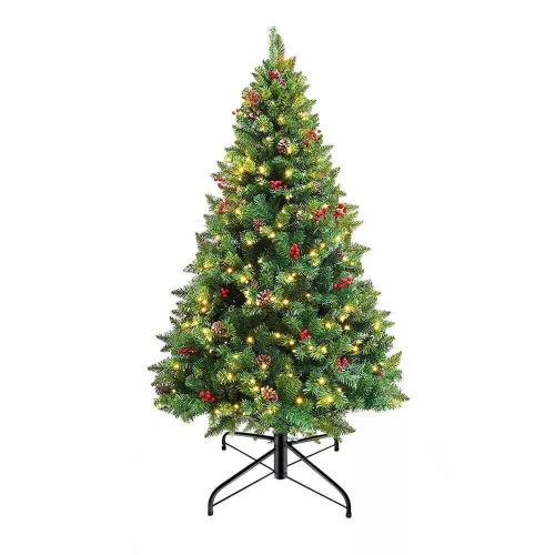 LED-es műfenyő több típusban, melegfehér-100 LED-es, 120 cm