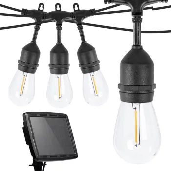   Kültéri szolár dekor égősor, 15 db E27 LED lámpával, 15m