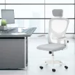 Ergonomikus irodai szék deréktámasszal, fejtámlával, szürke