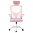 Ergonomikus irodai szék deréktámasszal, fejtámlával, rózsaszín