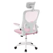 Ergonomikus irodai szék deréktámasszal, fejtámlával, rózsaszín