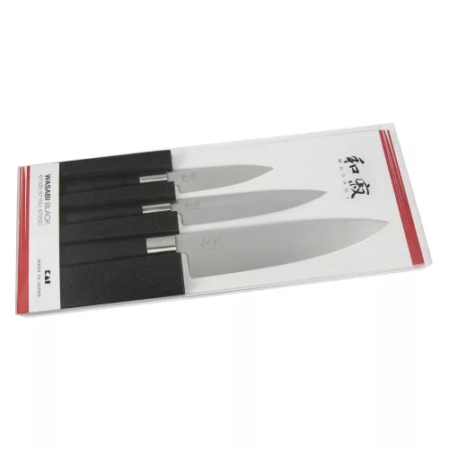 KAI Wasabi Black 3 darabos kés készlet (6710P + 6715U + 6720C) (67S-300)
