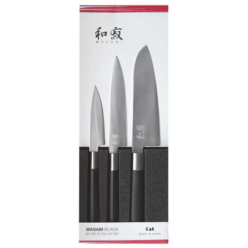 KAI Wasabi Black 3 darabos kés készlet (6710P + 6715U + 6716S) (67S-310)
