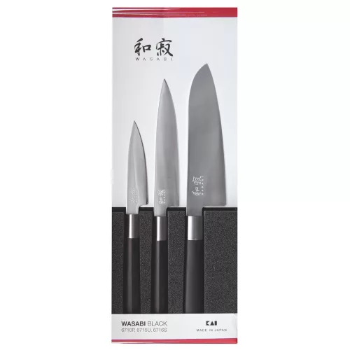 KAI Wasabi Black 3 darabos kés készlet (6710P + 6715U + 6716S) (67S-310)