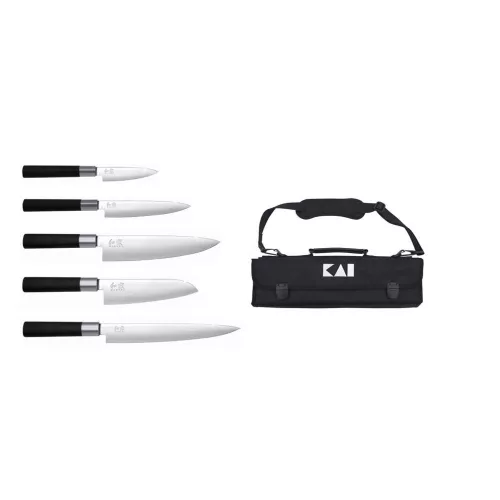 KAI Wasabi Black 5 darabos szakácskés készlet (6710P + 6715U + 6716S + 6720C & 6723L) (DM-0781EU67)