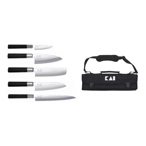 KAI Wasabi Black 5 darabos szakácskés készlet (6710P + 6715D + 6716N + 6716S & 6721Y) (DM-0781JP67)