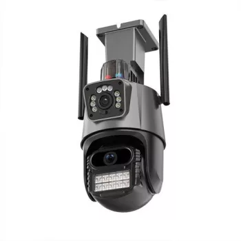   Titan 360' 8MP 4K WiFi PTZ kültéri biztonsági kamera V1 – iCSee, éjjellátás, mozgáskövetés, IP66- szürke-fekete