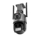 Titan 360' 8MP 4K WiFi PTZ kültéri biztonsági kamera V1 – iCSee, éjjellátás, mozgáskövetés, IP66- szürke-fekete