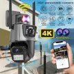 Titan 360' 8MP 4K WiFi PTZ kültéri biztonsági kamera V1 – iCSee, éjjellátás, mozgáskövetés, IP66- szürke-fekete