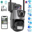 Titan 360' 8MP 4K WiFi PTZ kültéri biztonsági kamera V1 – iCSee, éjjellátás, mozgáskövetés, IP66- szürke-fekete