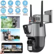 Titan 360' 8MP 4K WiFi PTZ kültéri biztonsági kamera V1 – iCSee, éjjellátás, mozgáskövetés, IP66- szürke-fekete