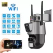 Titan 360' 8MP 4K WiFi PTZ kültéri biztonsági kamera V1 – iCSee, éjjellátás, mozgáskövetés, IP66- szürke-fekete