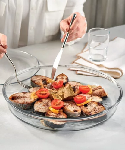 Jénai sütőtál kerek bordázott aljú 26cm Borcam 59534/1073141