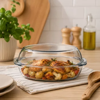   Jénai hőálló sütőtál ovális 2 részes 2,25+2,25L Borcam 59022/1017145
