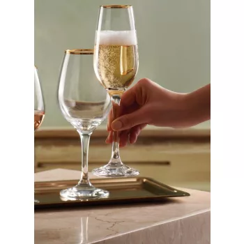 Pezsgős pohár aranyszélű Amber 200ml 6db 440295/1110594