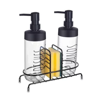   Szappanadagoló üveg 2db fém állvánnyal szivaccsal 500ml S-1246