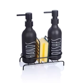   Szappanadagoló üveg 2db fém állvánnyal szivaccsal fehér 500ml S-1255