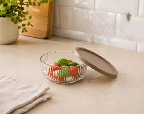 Üveg ételtároló műanyag tetővel 220ml S-2001