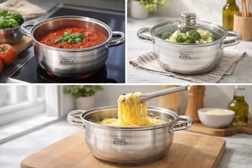 Lábas Inox üveg fedővel 4,5L Happy Cooking RS-1134