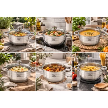 Lábas Inox üveg fedővel 7,4L Happy Cooking RS-1136