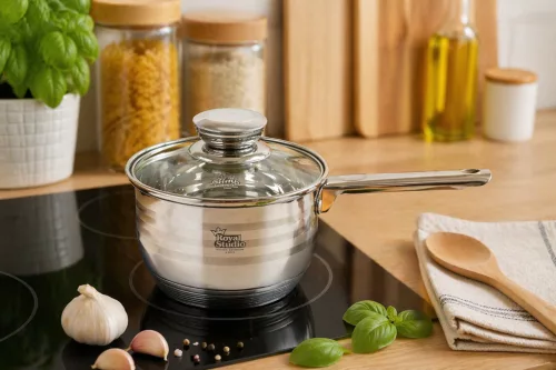 Lábas nyeles Inox 2,2L üveg fedővel Happy Cooking RS-1138