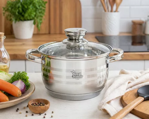 Lábas Inox 3L üveg fedővel Happy Cooking RS-1139