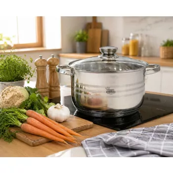 Lábas Inox 4L üveg fedővel Happy Cooking RS-1140