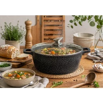   Lábas márvány bevonat 8,9L üveg fedővel Happy Cooking RS-1200