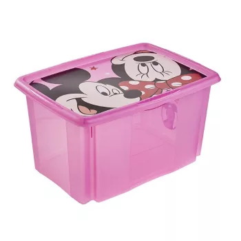 Tárolódoboz tetővel 45L Minnie Mouse pink áttetsző