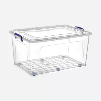 Tárolódoboz tetővel átlátszó 80L gurulós Clear 30168