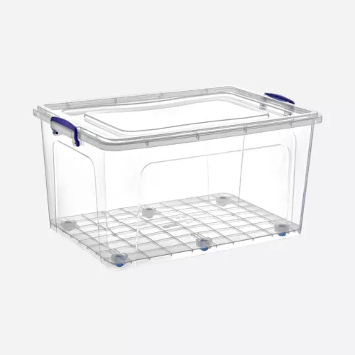 Tárolódoboz tetővel átlátszó 80L gurulós Clear 30168