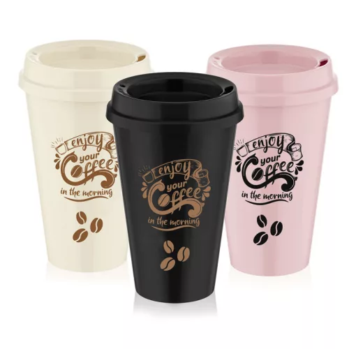 Kávéspohár tetővel műanyag 450ml  L-00751