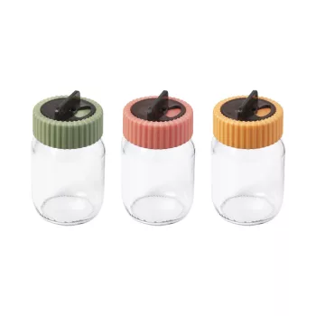   Fűszertartó üveg műanyag színes tetővel 190ml 131078-159