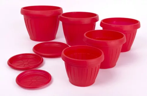 Virágedény Dália 2,5 l alátéttel piros 200 AKCIÓ