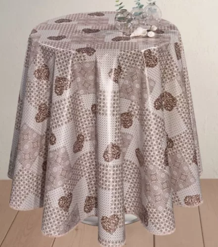 Asztalterítő viaszos vászon kerek Happy Home 138cm RS-1452